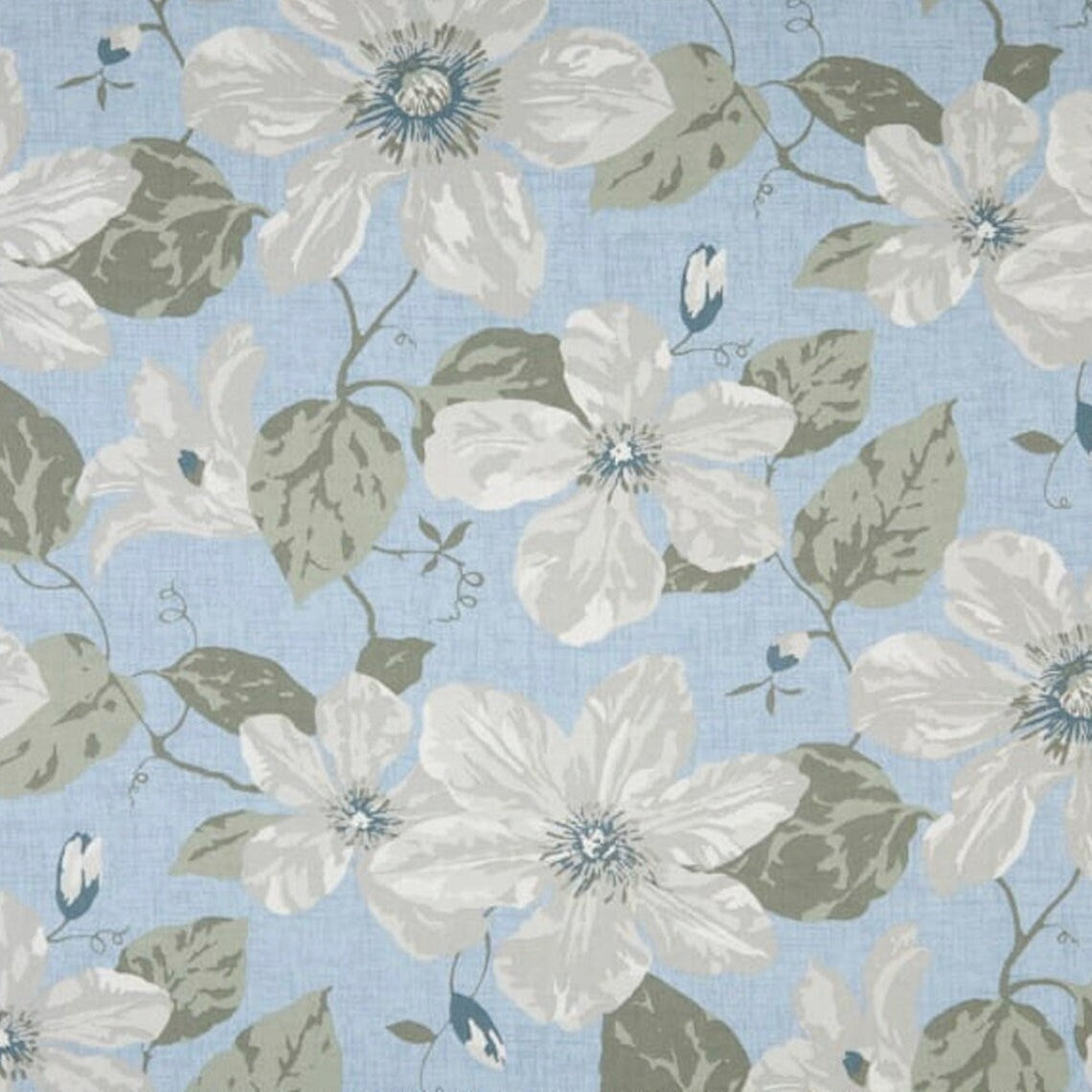 pinch pleated curtains in nelly antique blue floral, large scale