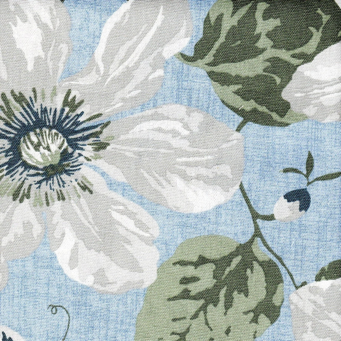 tailored valance in nelly antique blue floral, large scale