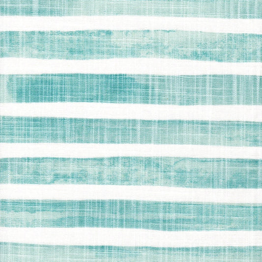 gathered crib skirt in nelson cancun blue horizontal watercolor stripe