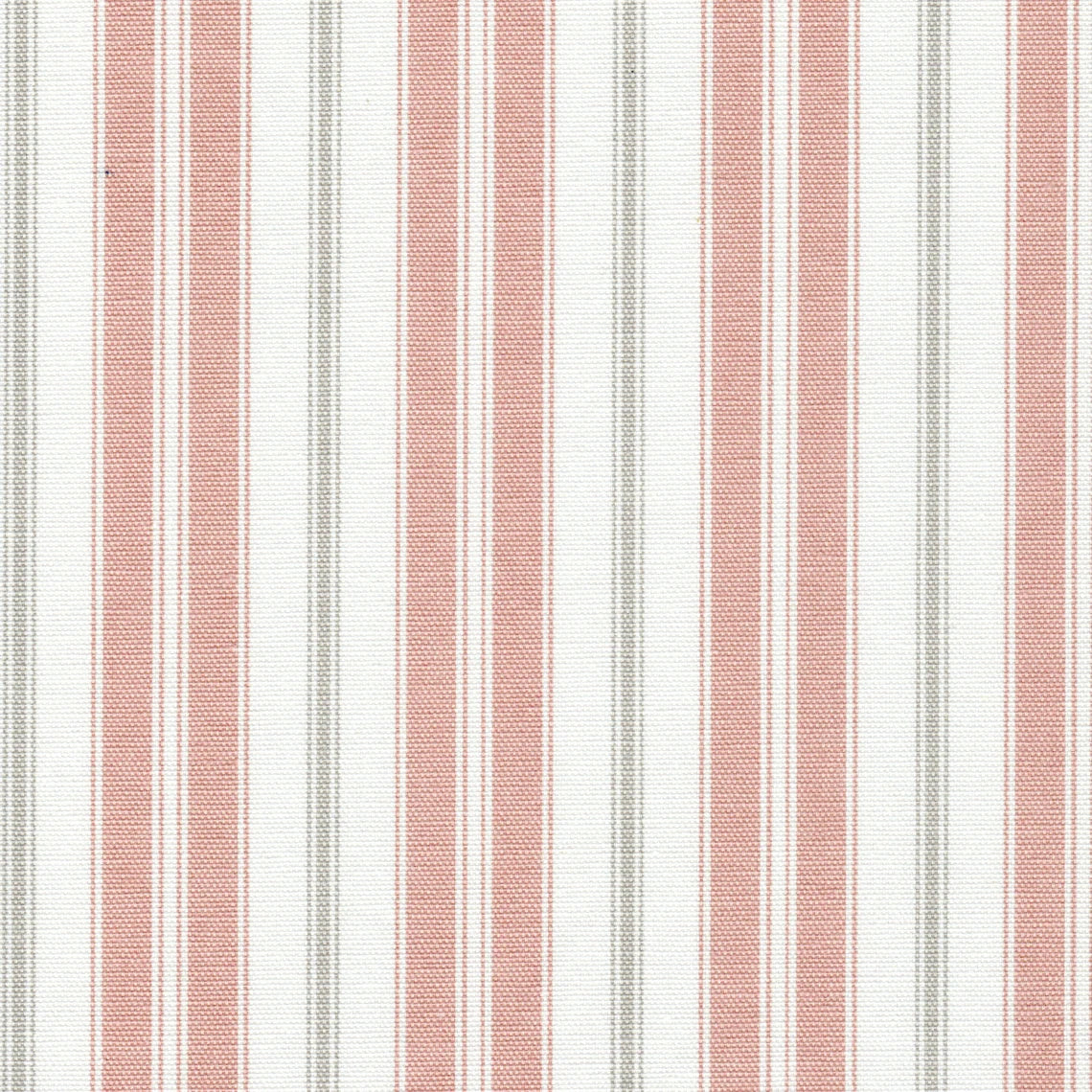tailored valance in newbury blush stripe- pink, gray, white