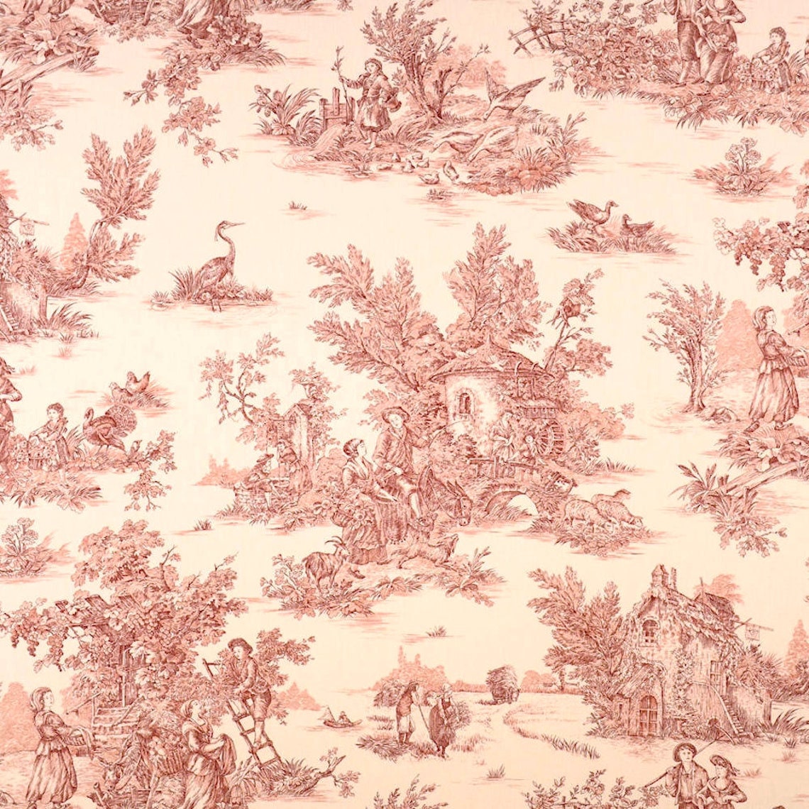 tie-up valance in pastorale #6 red on cream french country toile