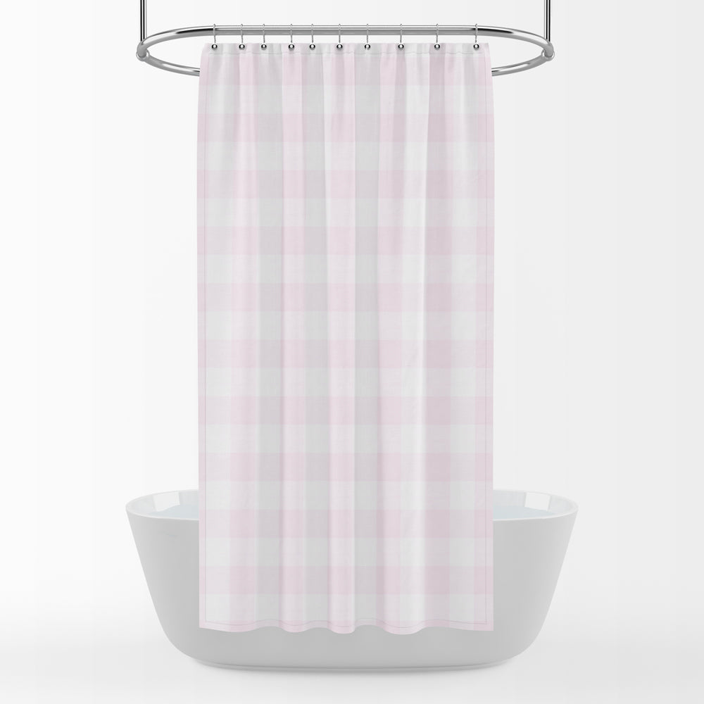 shower curtain in anderson bella pale pink buffalo check plaid