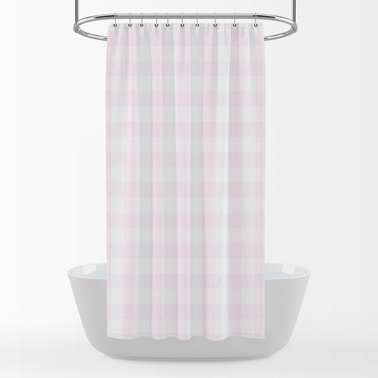 shower curtain in anderson bella pale pink buffalo check plaid