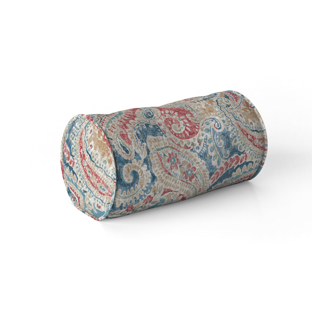 decorative pillows in pisces multi weathered paisley large scale neck roll pillow