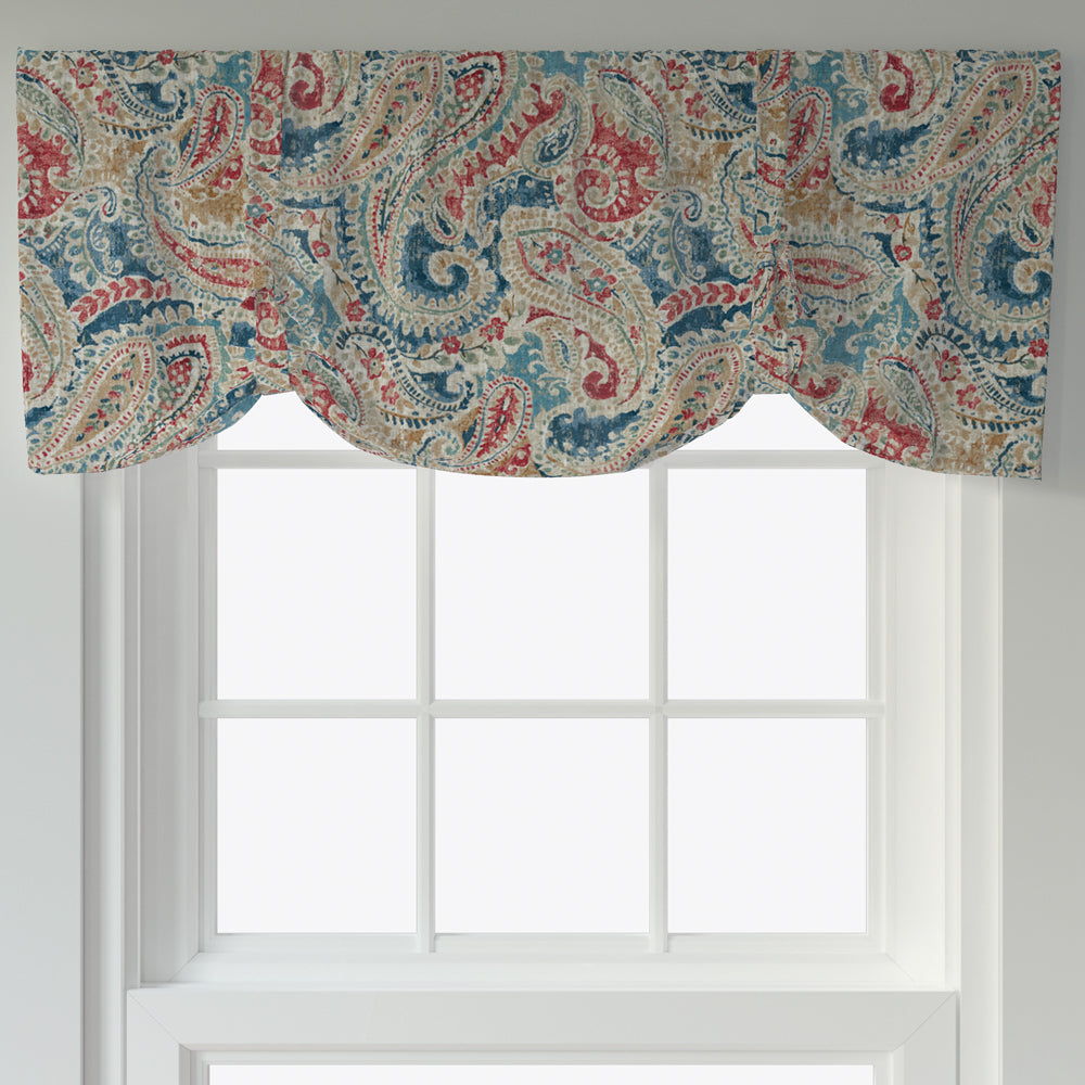 tie-up valance in pisces multi weathered paisley large scale