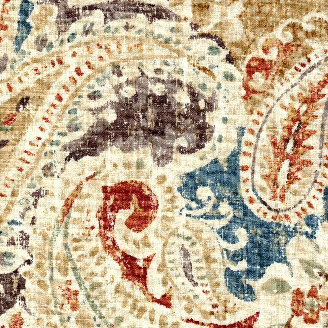 tie-up valance in pisces sienna weathered paisley- large scale