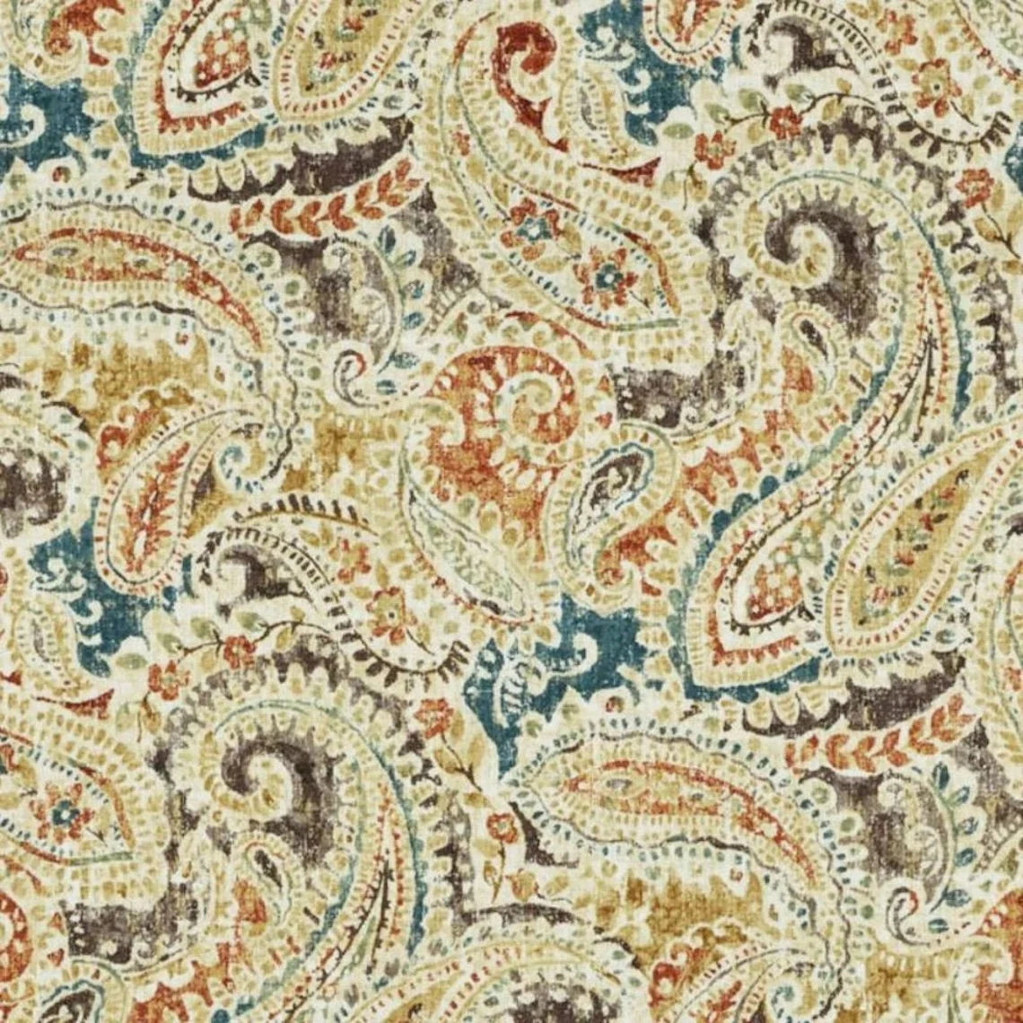 tailored bedskirt in pisces sienna weathered paisley- large scale