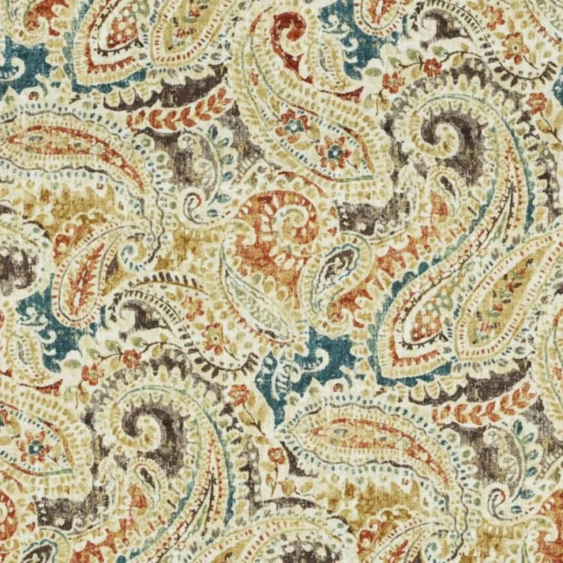 tie-up valance in pisces sienna weathered paisley- large scale
