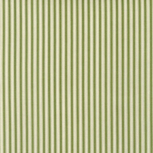 gathered bedskirt in polo jungle green stripe on cream