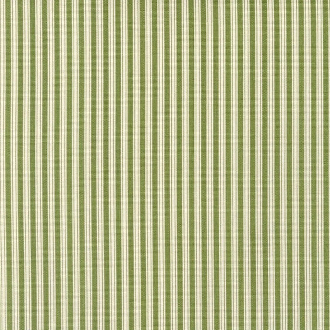 tailored tier cafe curtain panels pair in polo jungle green stripe on cream