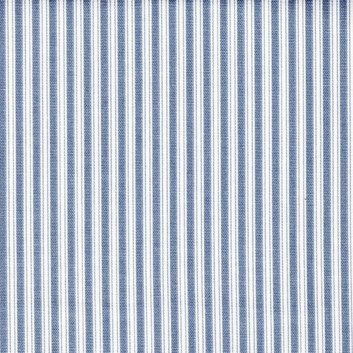 tailored tier curtains in polo sail blue stripe on white