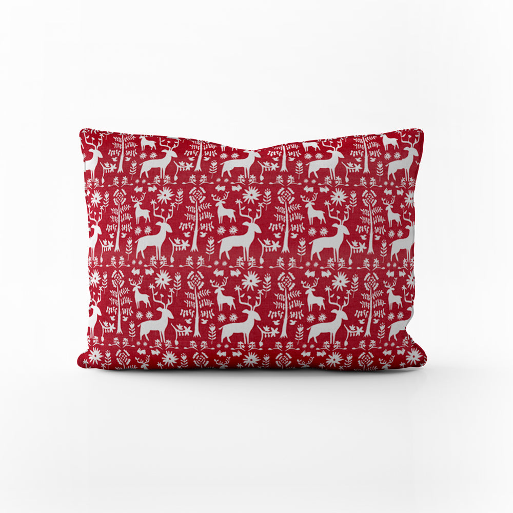 decorative pillows in promise land forest lipstick red oblong 16" x 12"