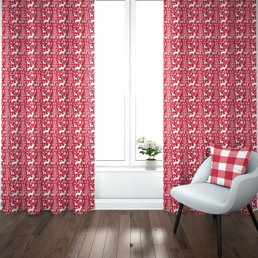 pinch pleated curtain panels pair in promise land forest lipstick red
