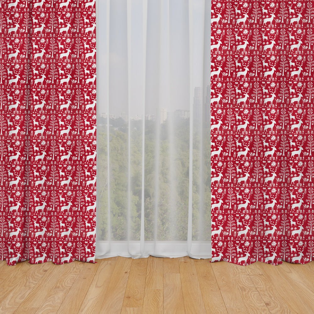 rod pocket curtain panels pair in promise land forest lipstick red