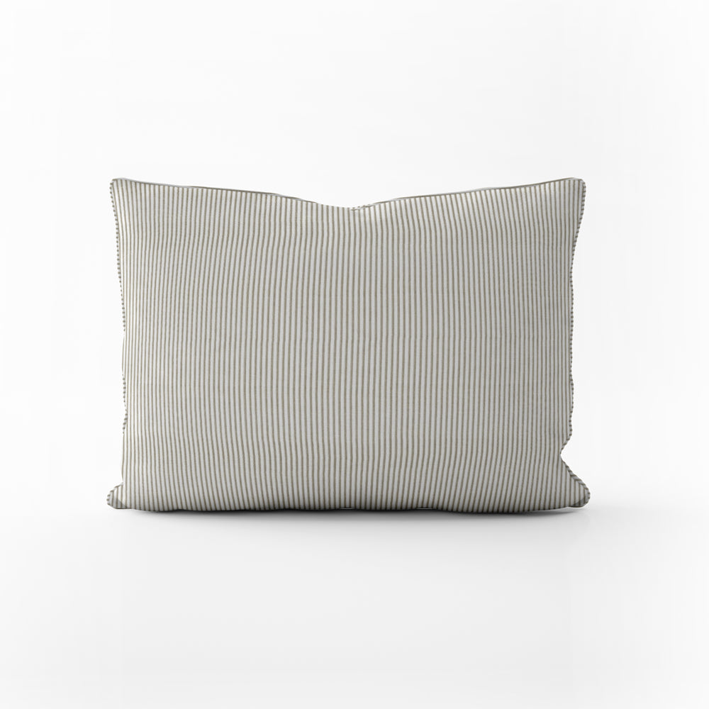 decorative pillows in farmhouse rustic brown ticking stripe oblong 16" x 12"