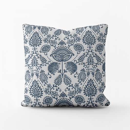 decorative pillows in silas italian denim blue country floral