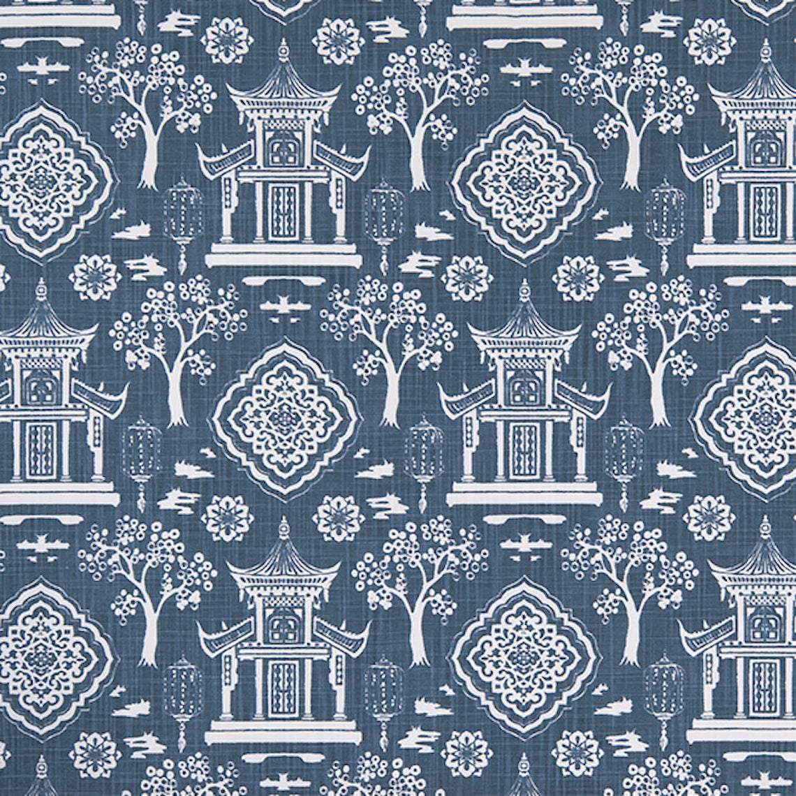 Tailored Crib Skirt in Spirit Regal Navy Blue Oriental Toile