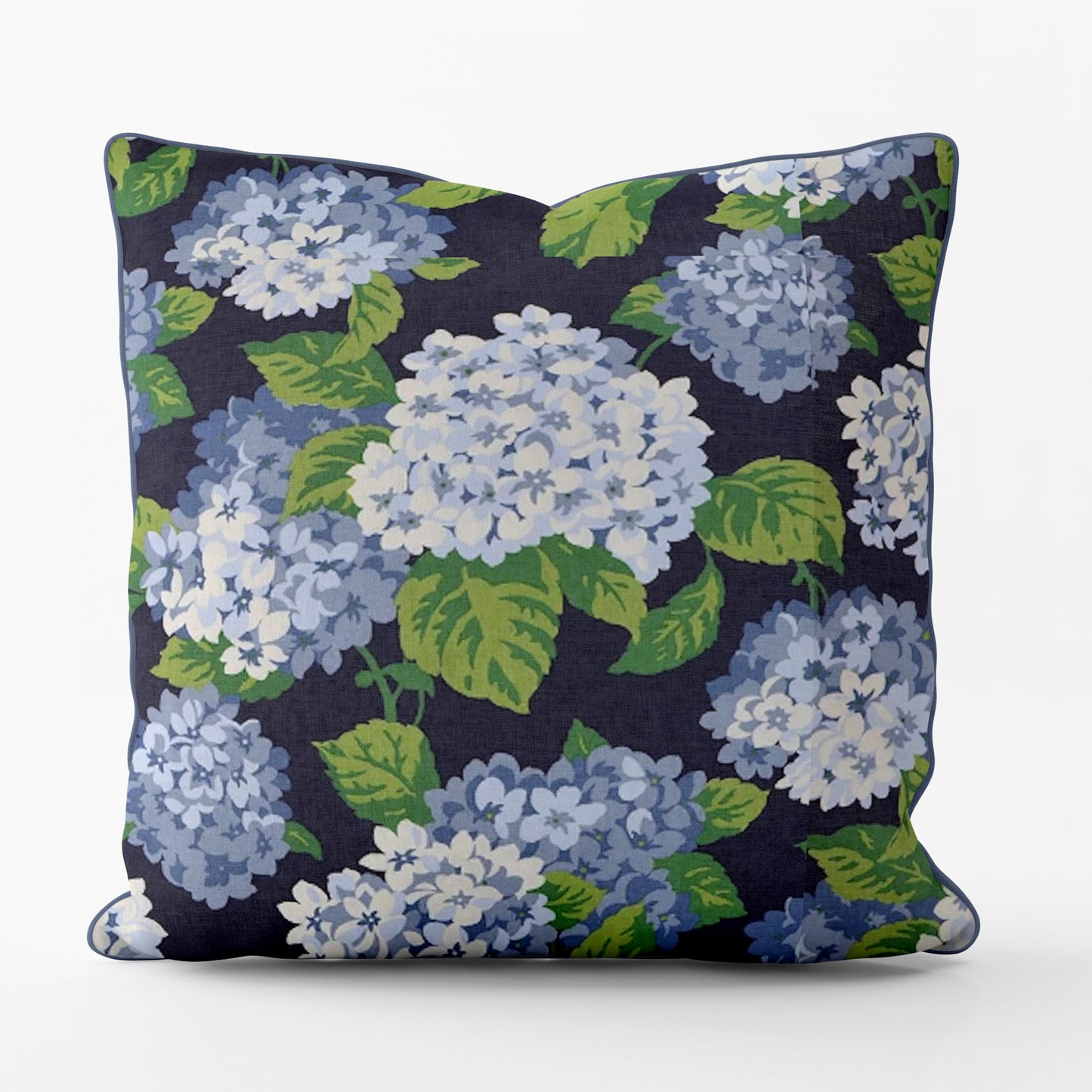 Decorative Pillows in Summerwind Navy Blue Hydrangea Floral, Large Scale
