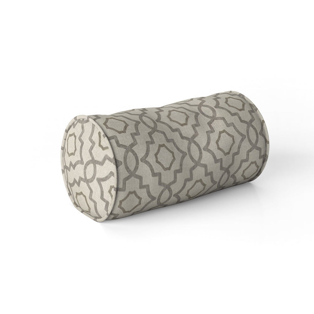 decorative pillows in talbot metal gray lattice medallion neck roll pillow