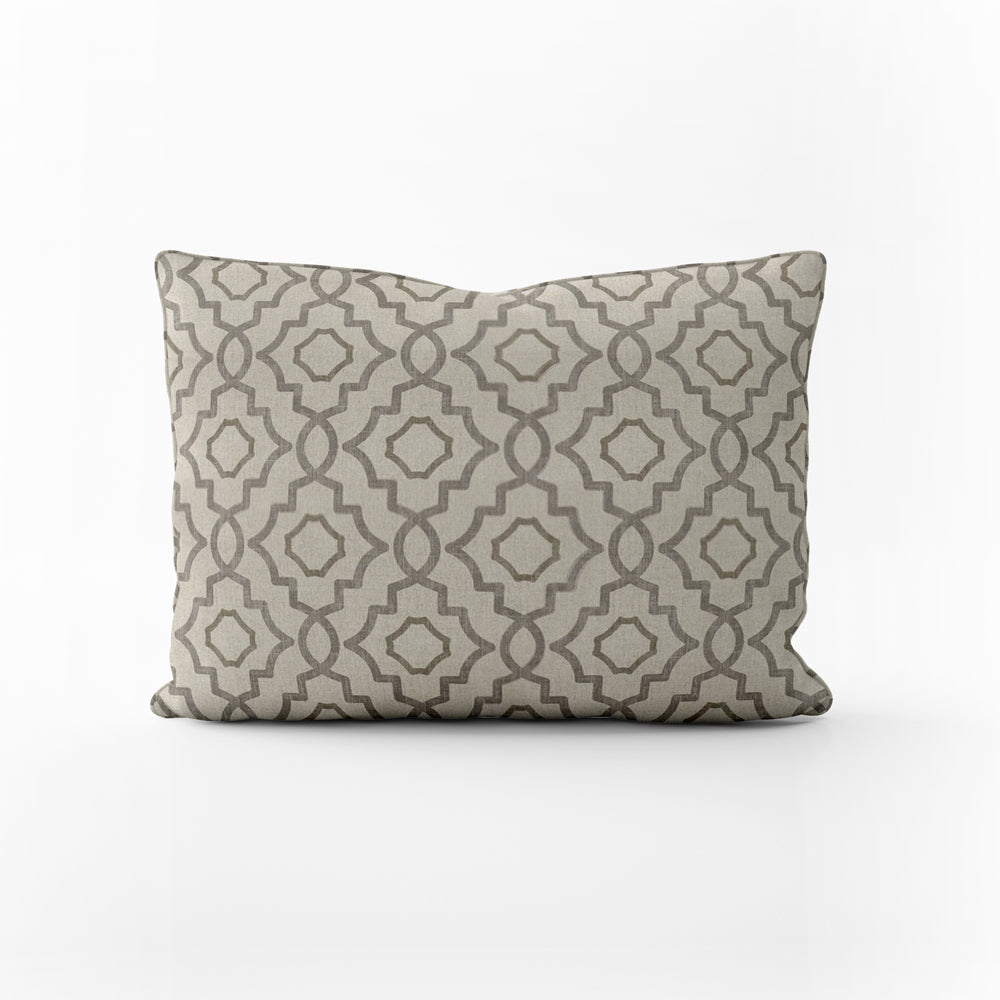 decorative pillows in talbot metal gray lattice medallion oblong 16" x 12"
