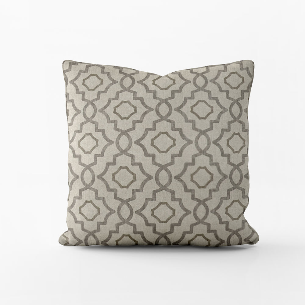 decorative pillows in talbot metal gray lattice medallion
