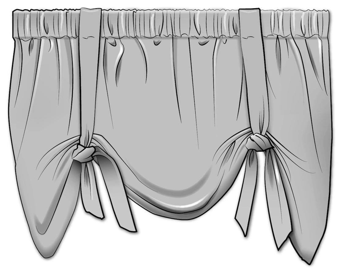 tie-up valance in diamond black and white