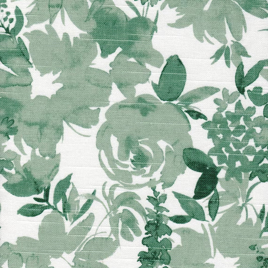 pinch pleated curtains in Zinnia Spruce Green Floral
