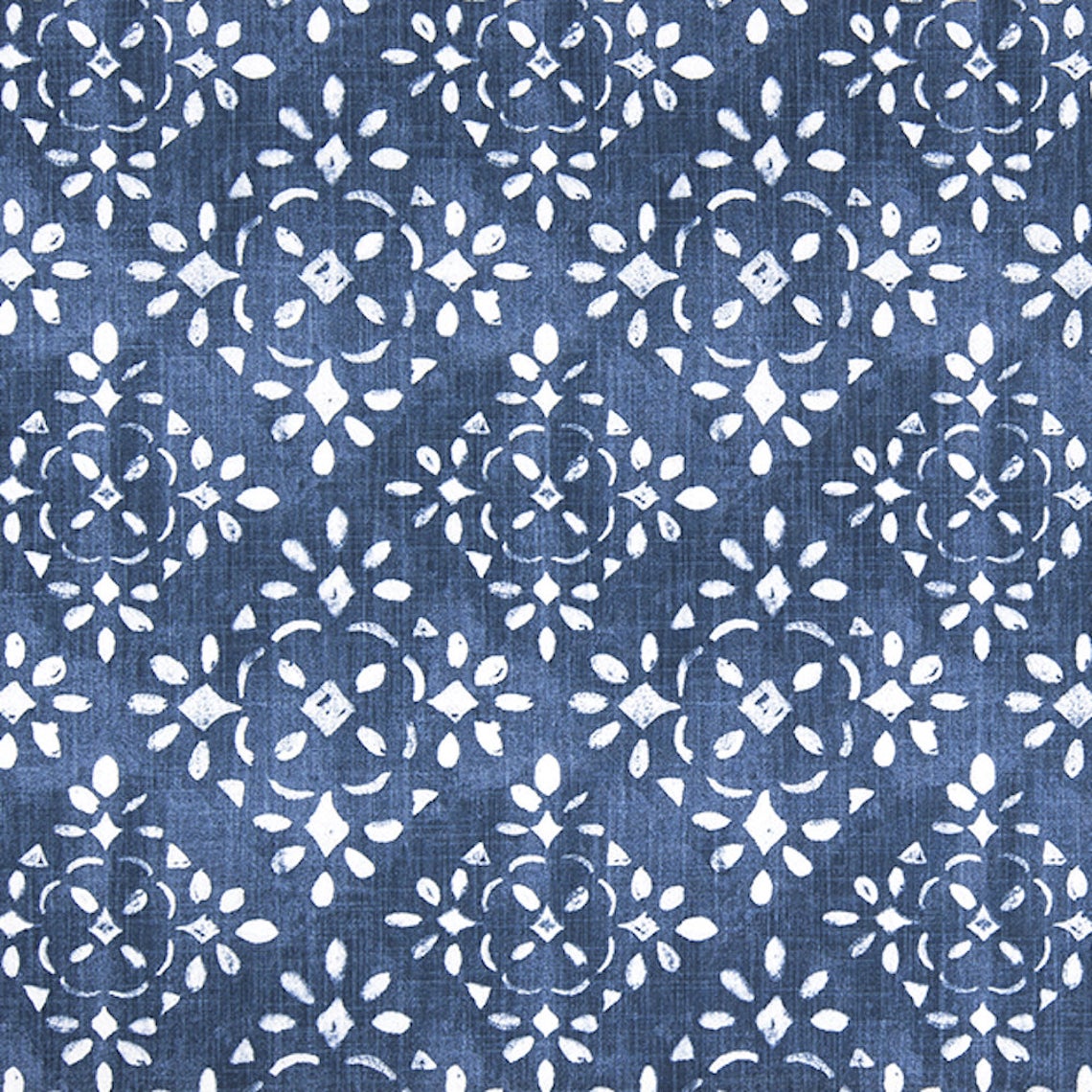 gathered bedskirt in avila prussian blue farmhouse floral lattice