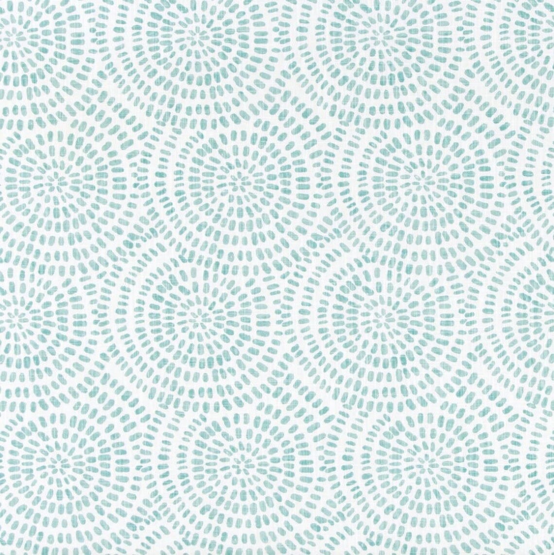 gathered bedskirt in cecil cancun blue watercolor dot circular geometric