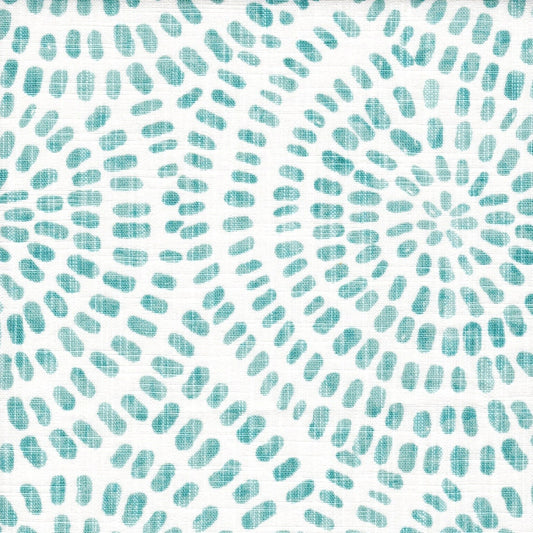 tab top curtains in cecil cancun blue watercolor dot circular geometric