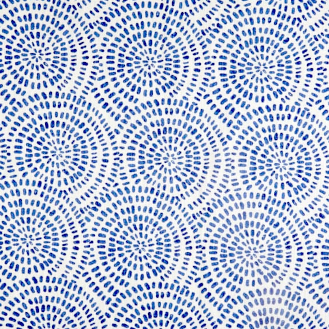 scallop valance in cecil commodore blue watercolor dot circular geometric
