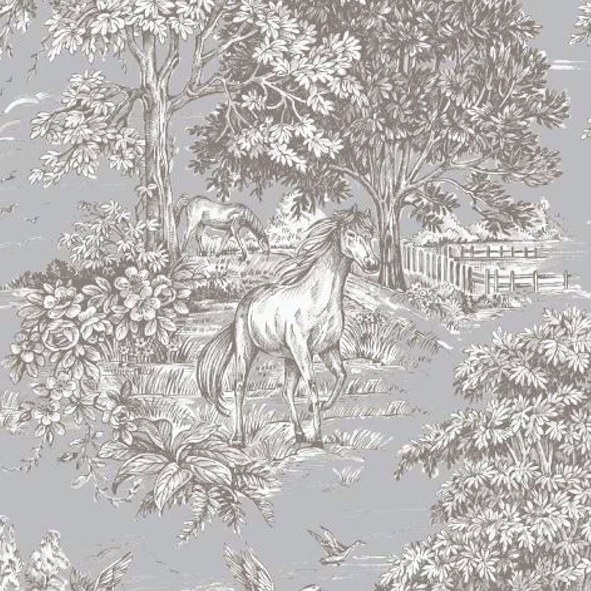 Yellowstone Country Toile- Horses, Deer, Dogs- Large Scale