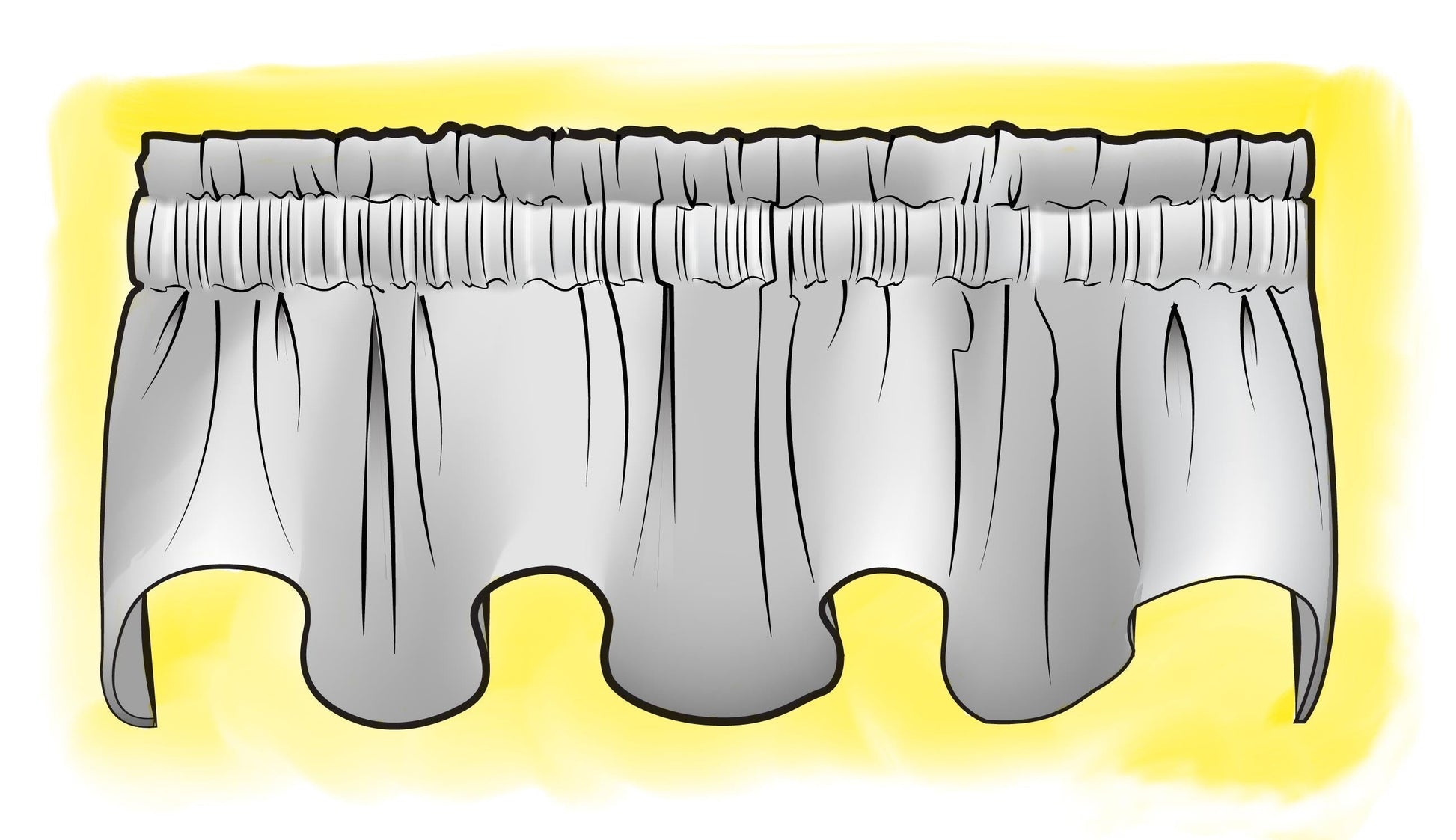 scallop valance in polo onyx black stripe on white